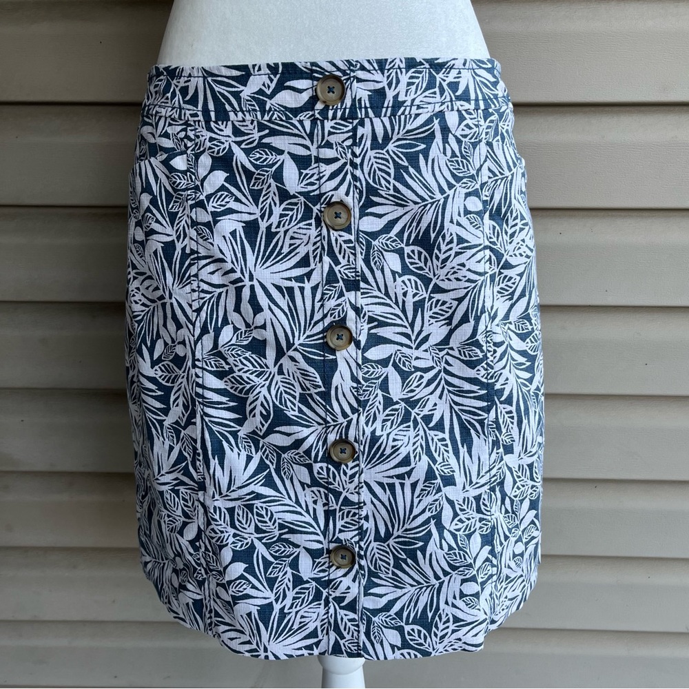 •LOFT• Floral Cotton Blend Lined Skirt - Size 10